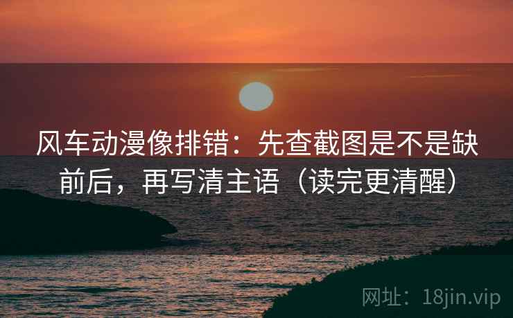 风车动漫像排错：先查截图是不是缺前后，再写清主语（读完更清醒）